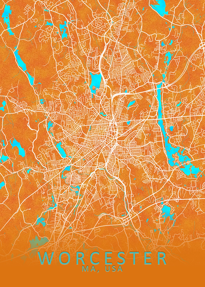 Worcester MA USA City Map