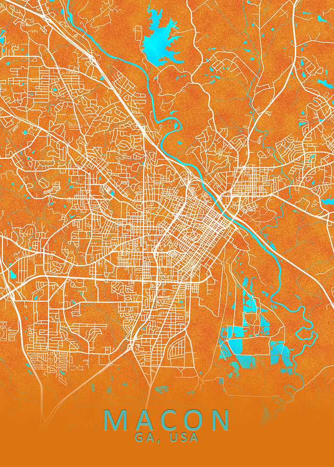 Macon GA USA City Map Gold