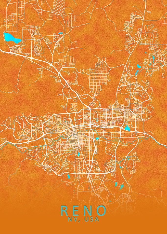 Reno NV USA City Map Gold