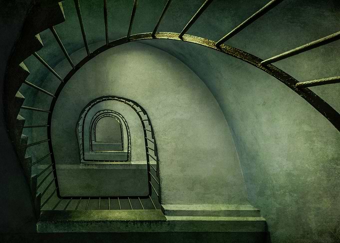 Spiral staircase in green