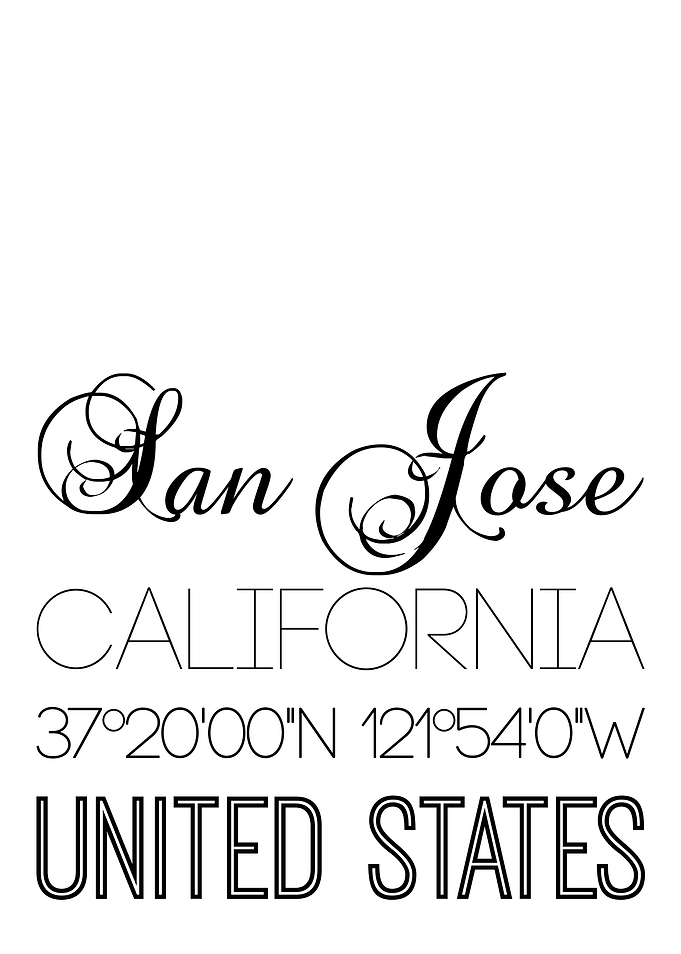 San Jose CA On White