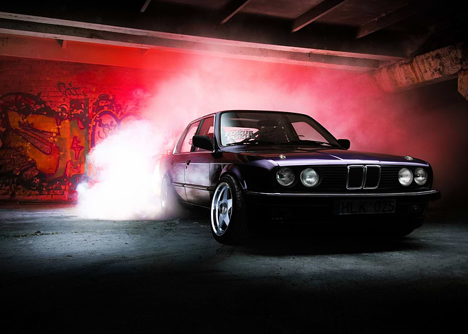 E30 Sports car burnout