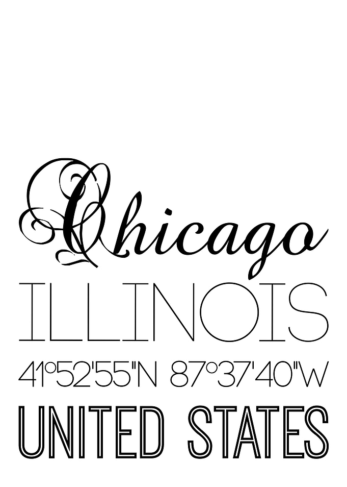 Chicago Illinois On White