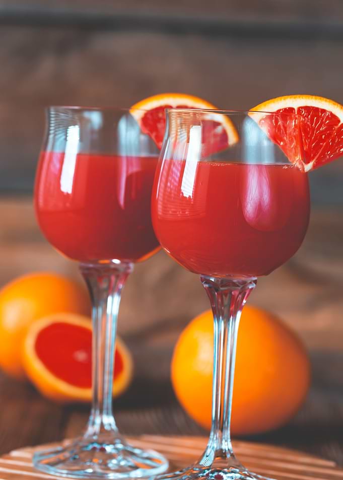 Glasses of Mimosa cocktail