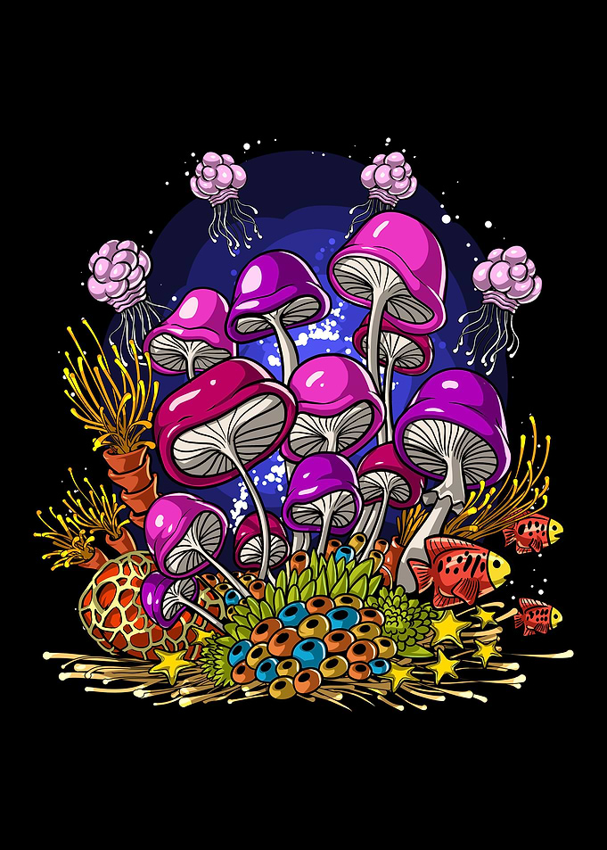 Trippy Ocean Mushrooms