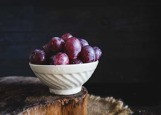 Fresh purple grapes