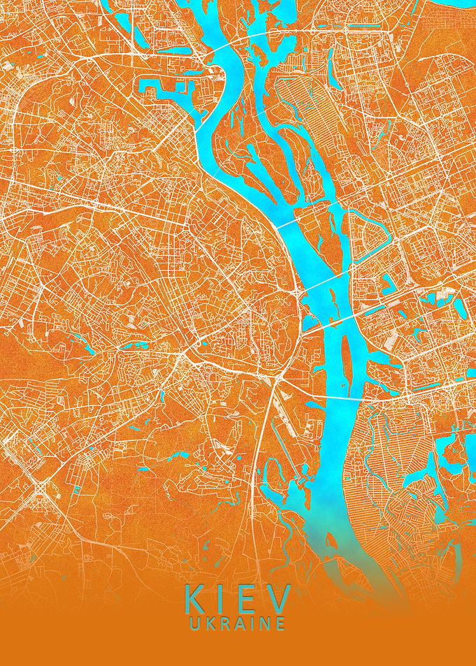 Kiev Ukraine City Map Gold