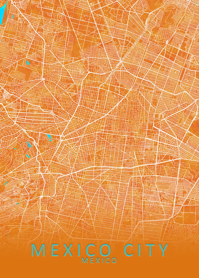 Mexico City City Map Gold