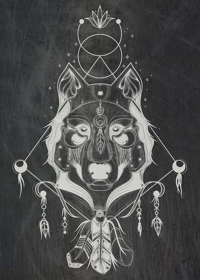 Native Wolf White Metal