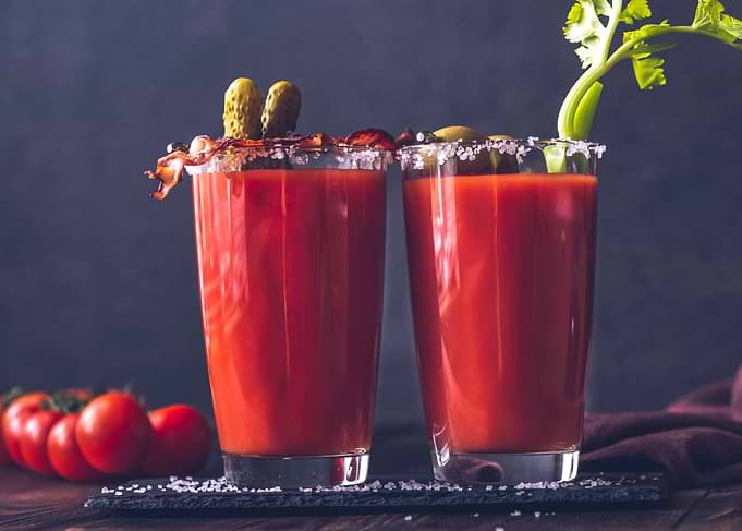 Two glasses of Bloody Mary