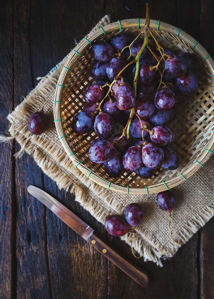 Fresh purple grapes