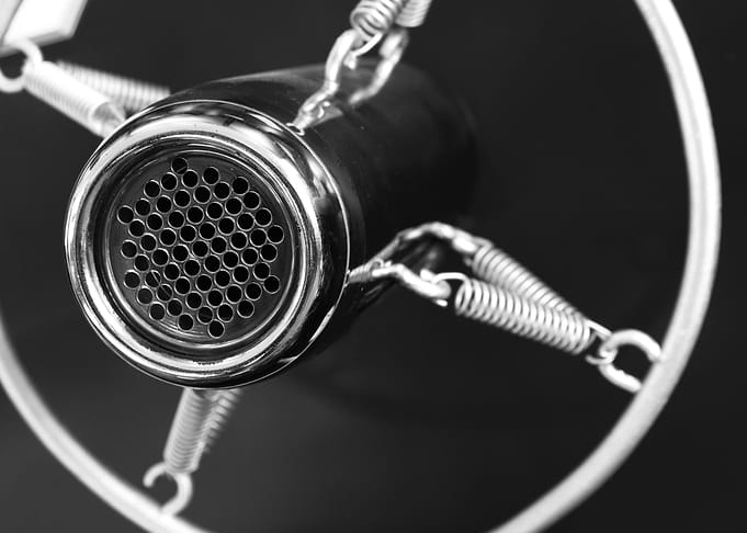 Retro microphone on black
