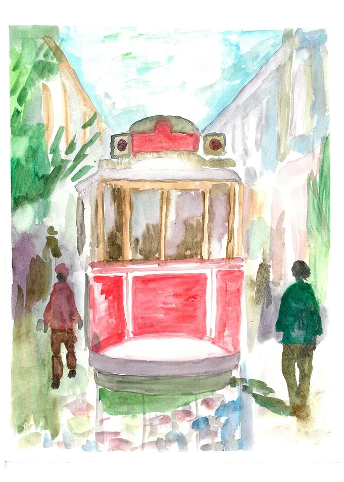 Old Tramway Watercolor Art