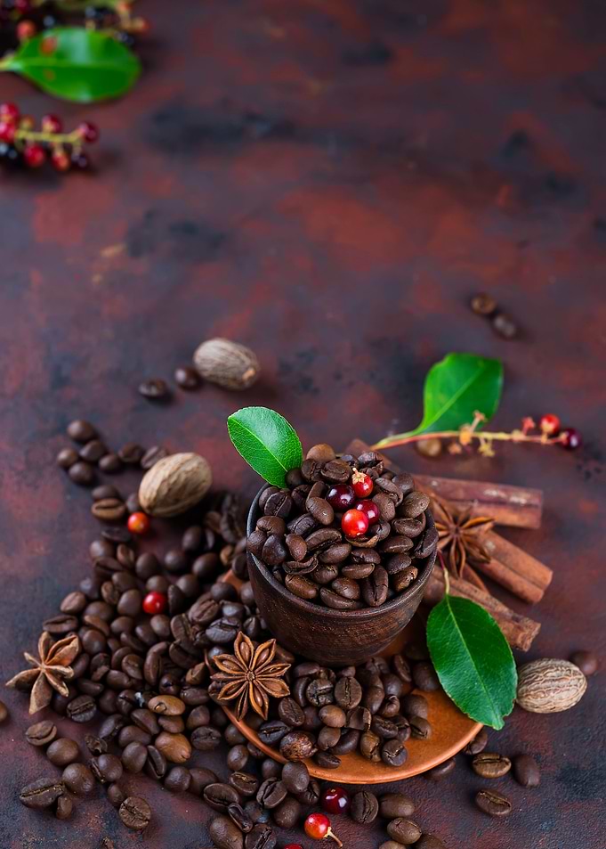 Coffee bean in a cup