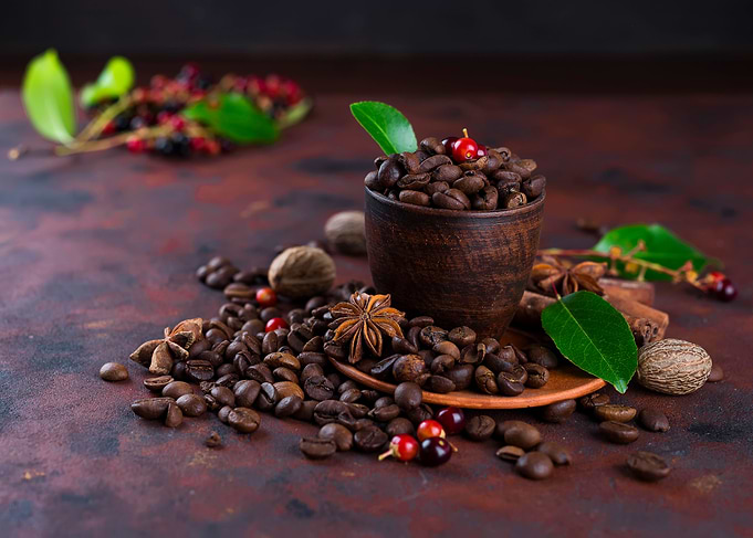 Coffee bean in a cup