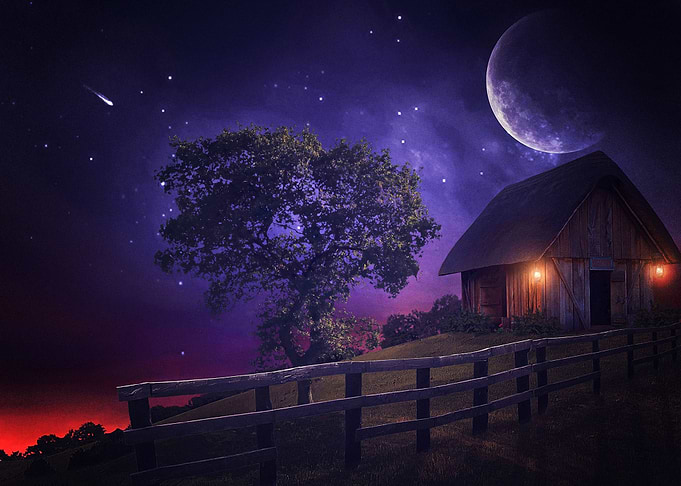 Artistic Shed Fence Moon
