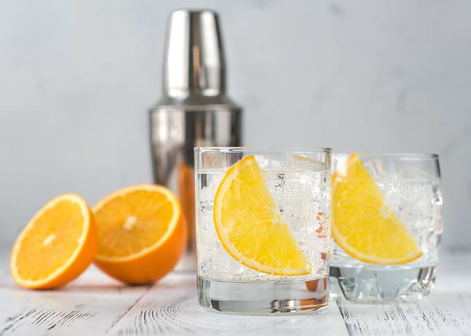 Glasses of gin and tonic
