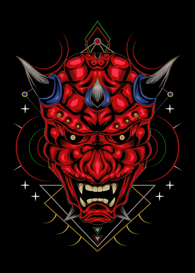 kabuki face red oni