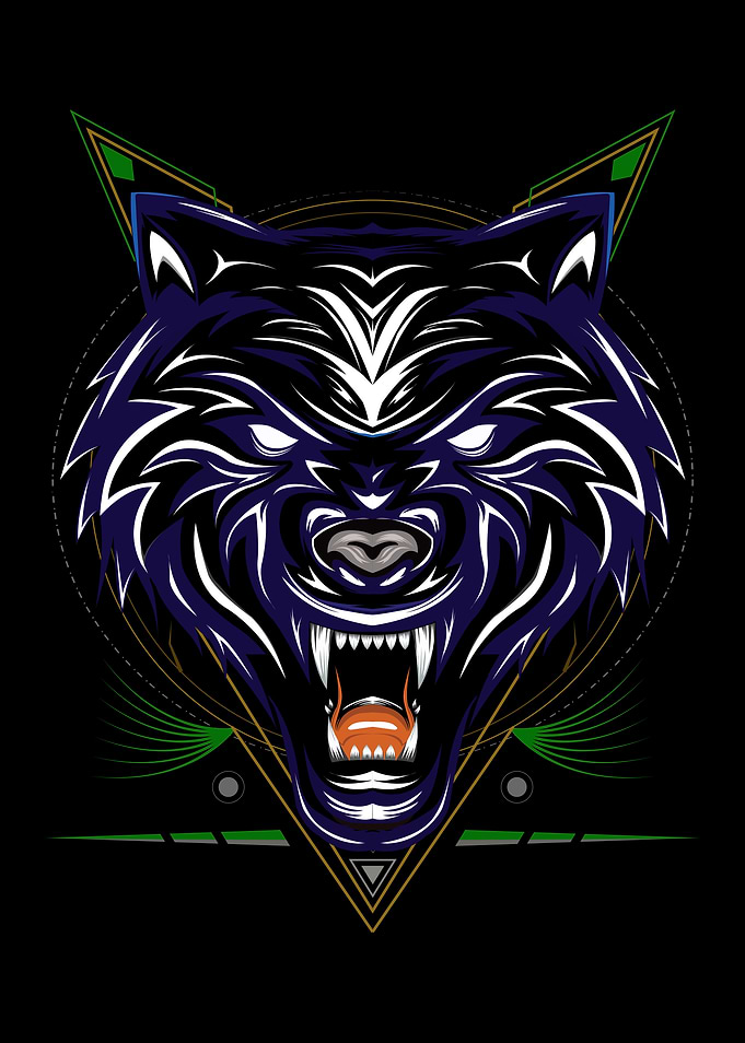 Blue wolf vector logo