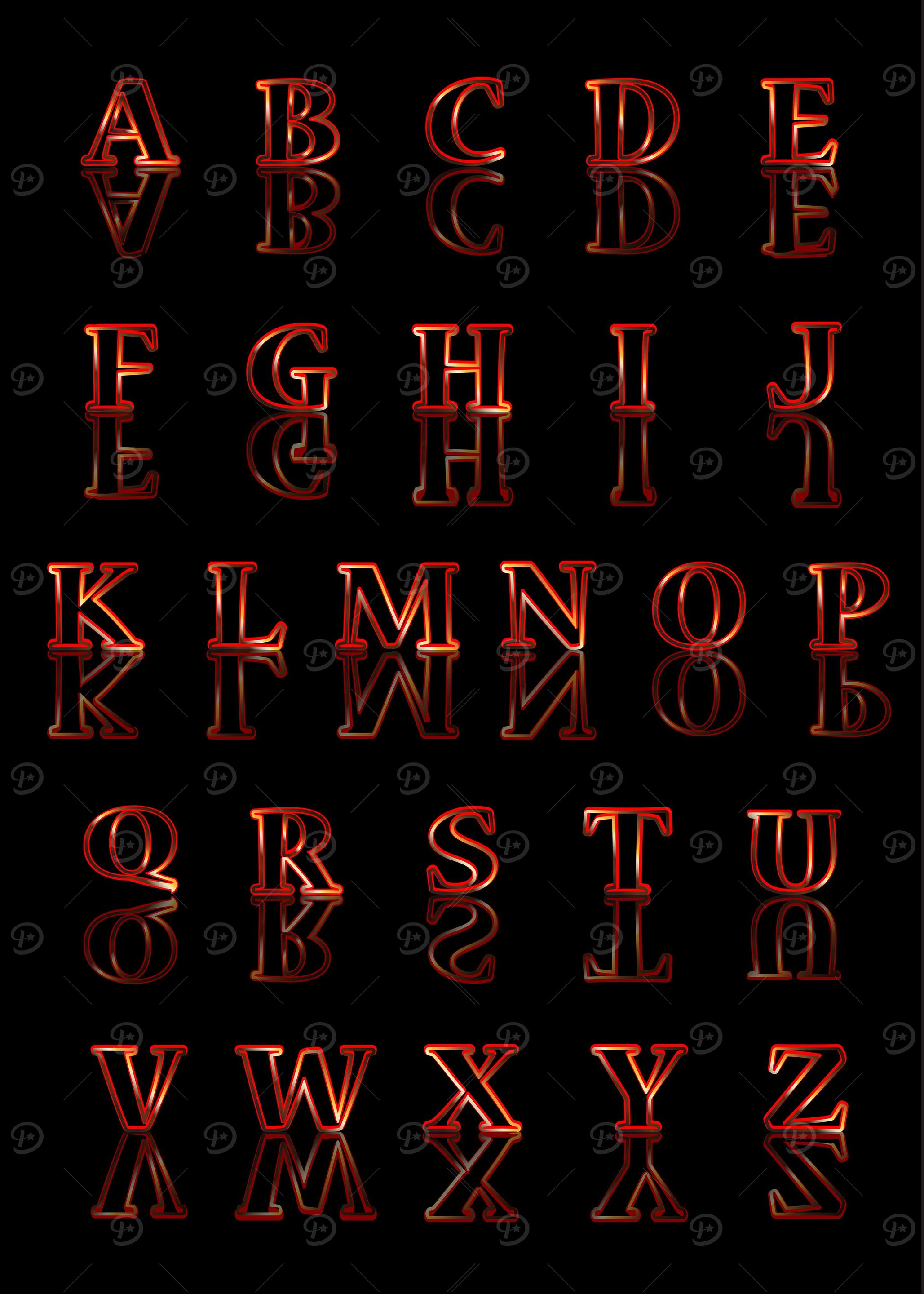 Gold Reflected Alphabet