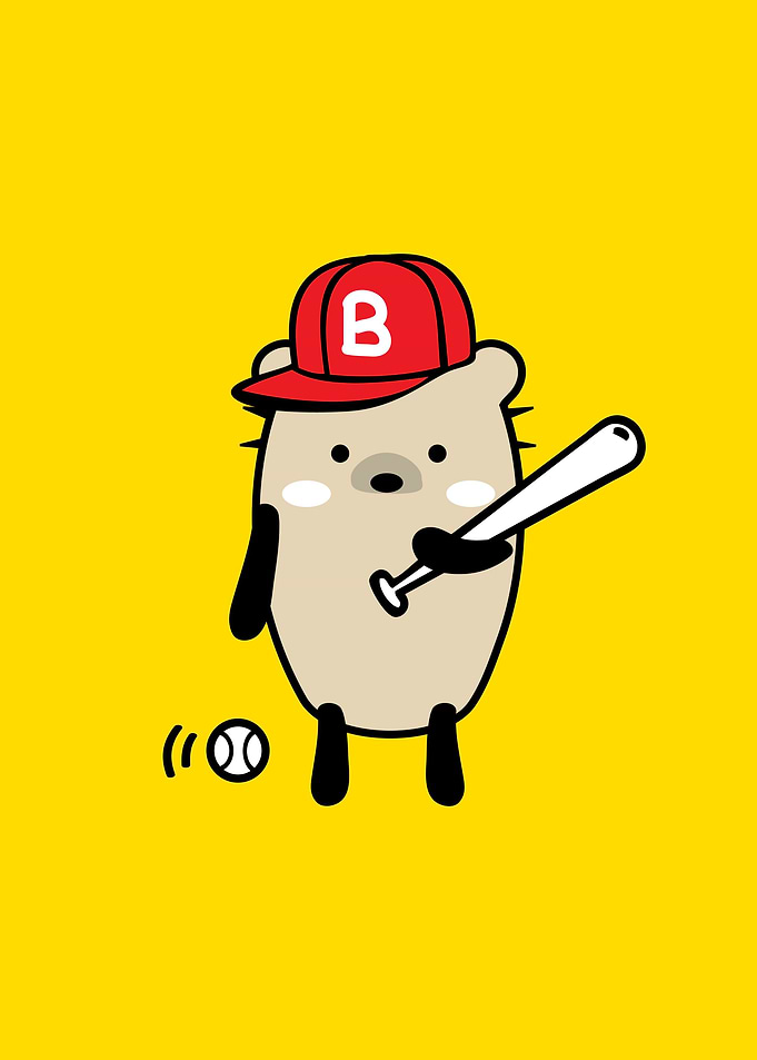 Mochie playing baseball