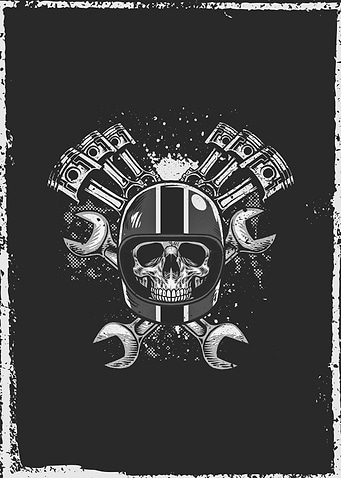 Grunge Retro Biker Skull