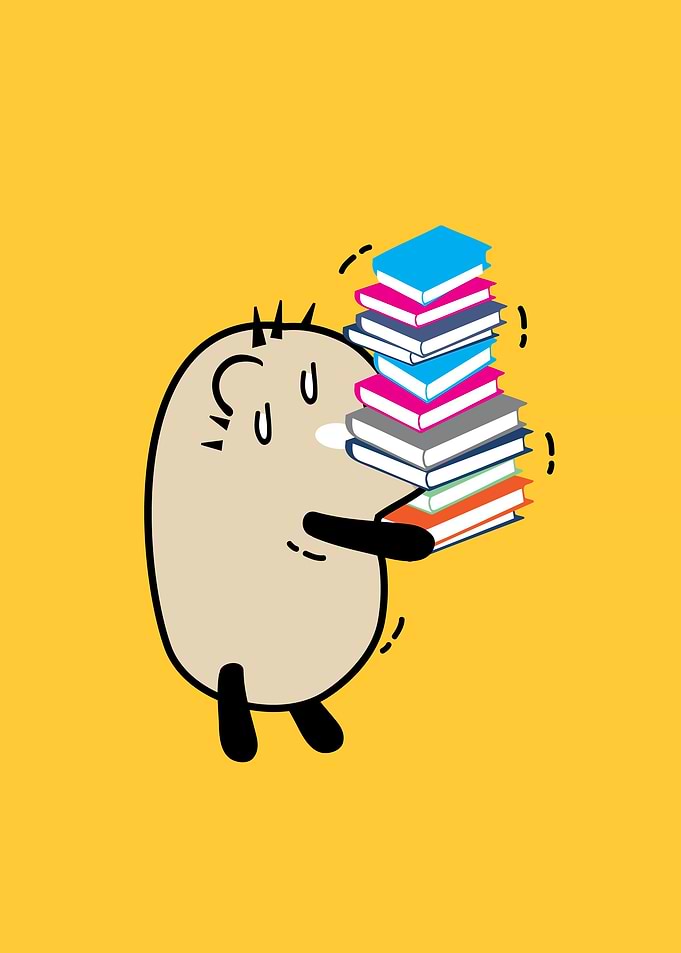 Mochie carrying books