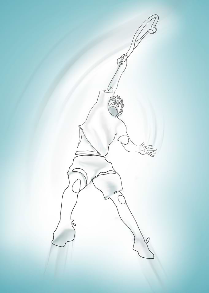 Tennis player line art