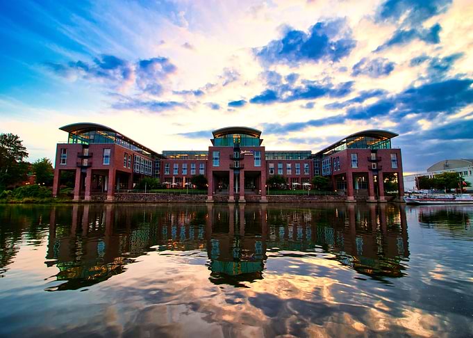 Building at river