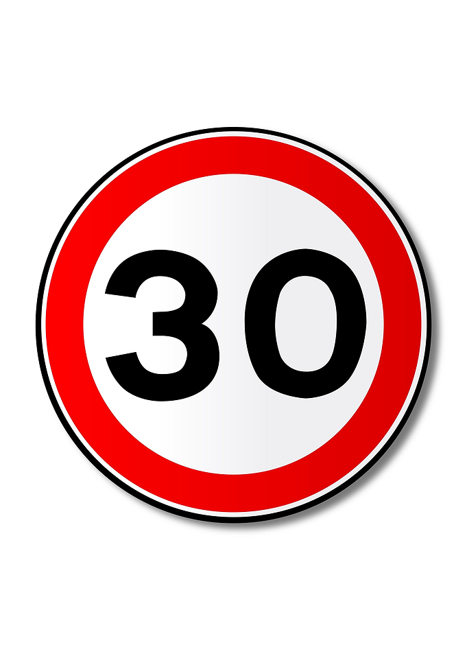30 MPH Limit Traffic Sign