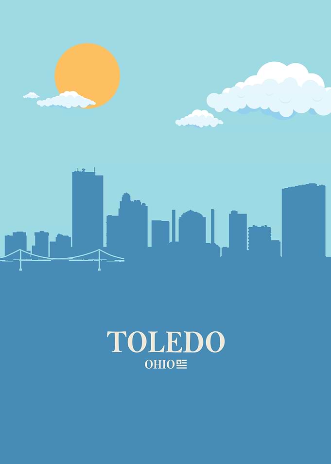 Toledo City Skyline Blue