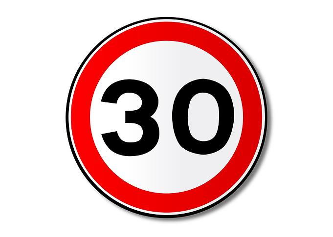 30 MPH Limit Traffic Sign