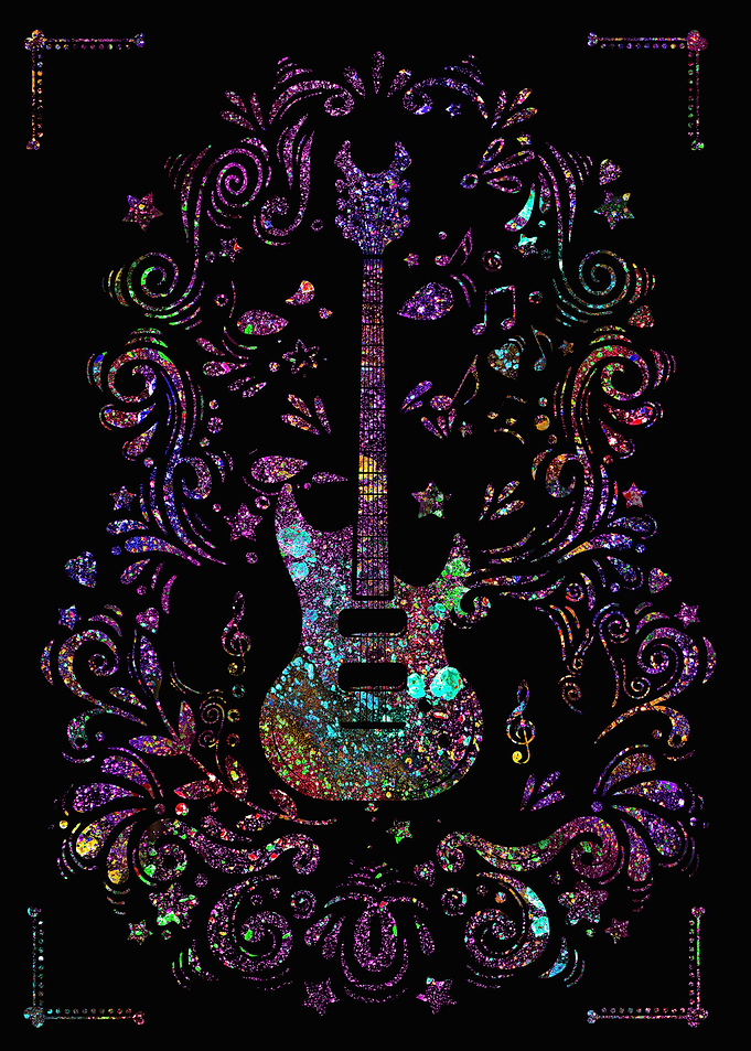guitar on painting vintage