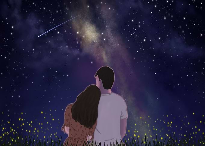 Love Couple at Starry Sky