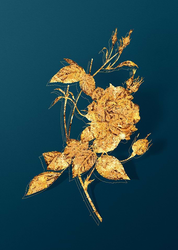 Gold Flower on Teal