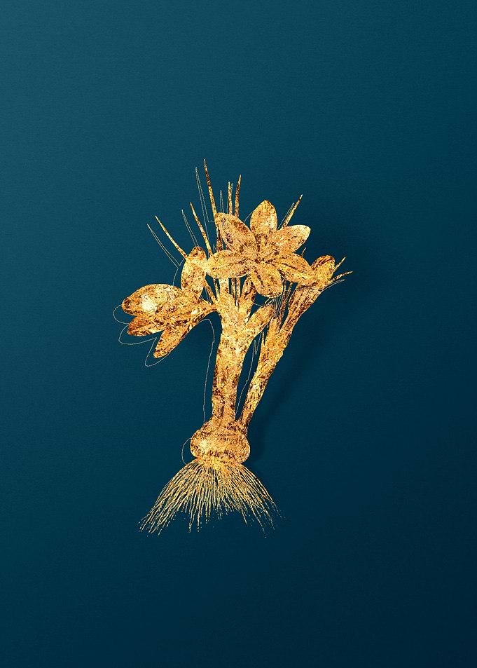 Gold Vintage Floral Teal