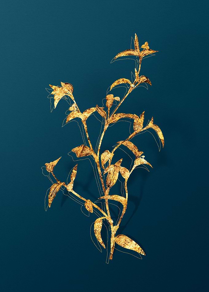 Gold Vintage Flowers Teal
