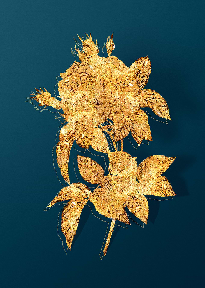Gold Florals on Teal