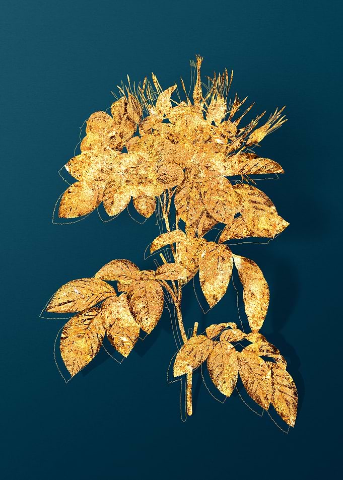 Gold Florals on Teal