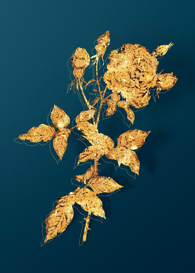 Gold Florals on Teal