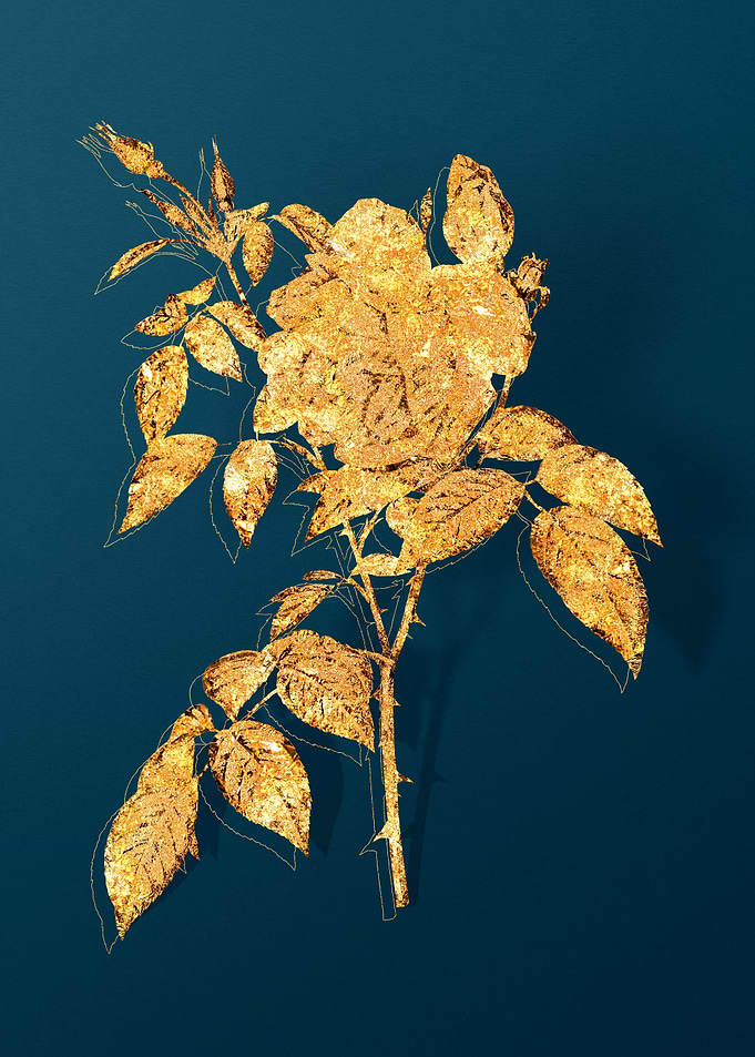 Gold Floral on Teal