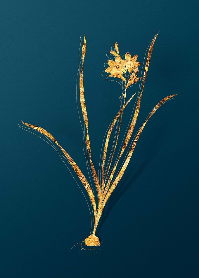 Gold Antique Flowers Teal