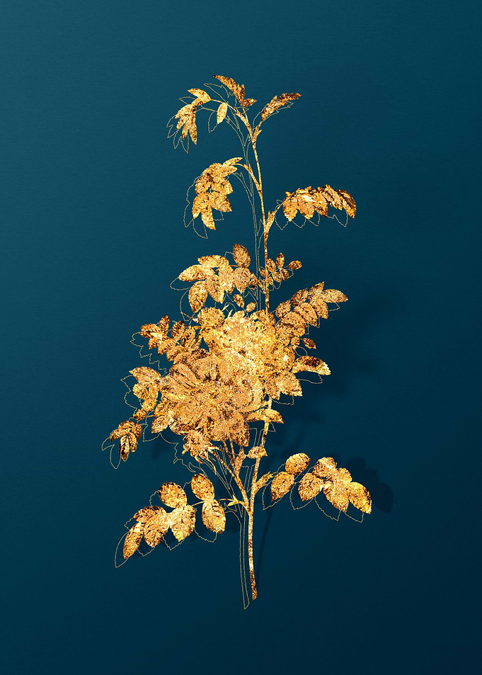 Gold Flower on Teal