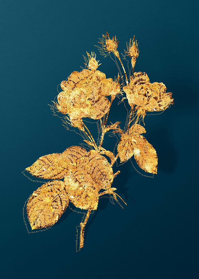 Gold Flower on Teal