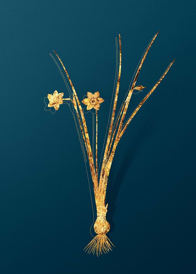 Gold Vintage Floral Teal
