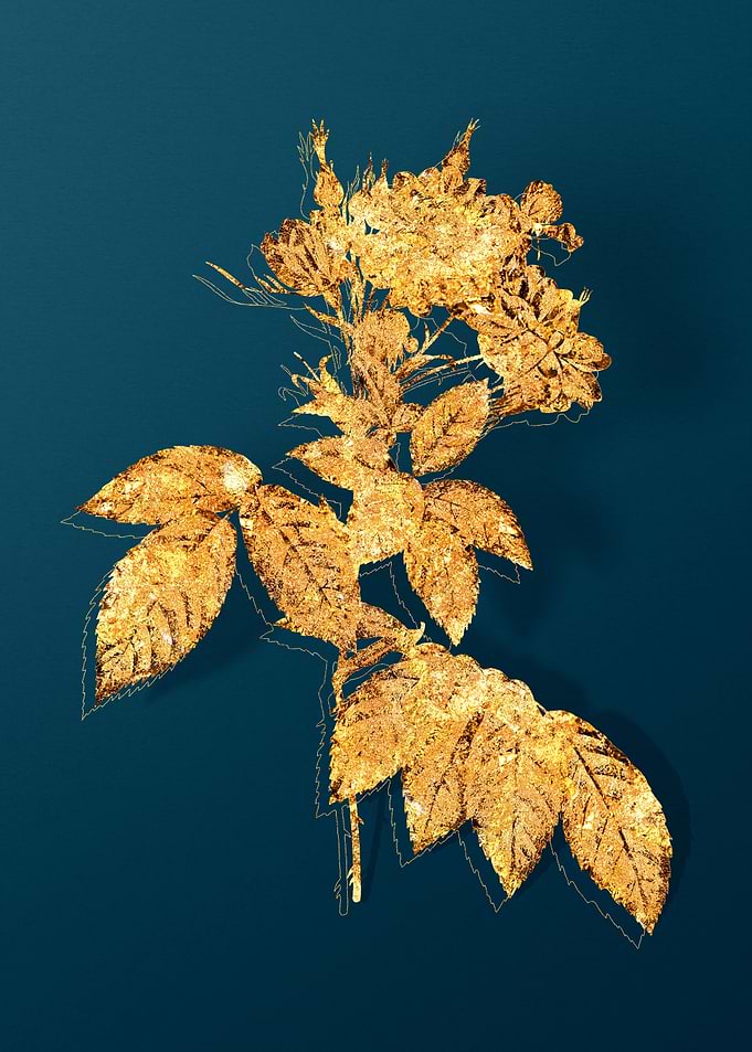 Gold Flowers on Teal