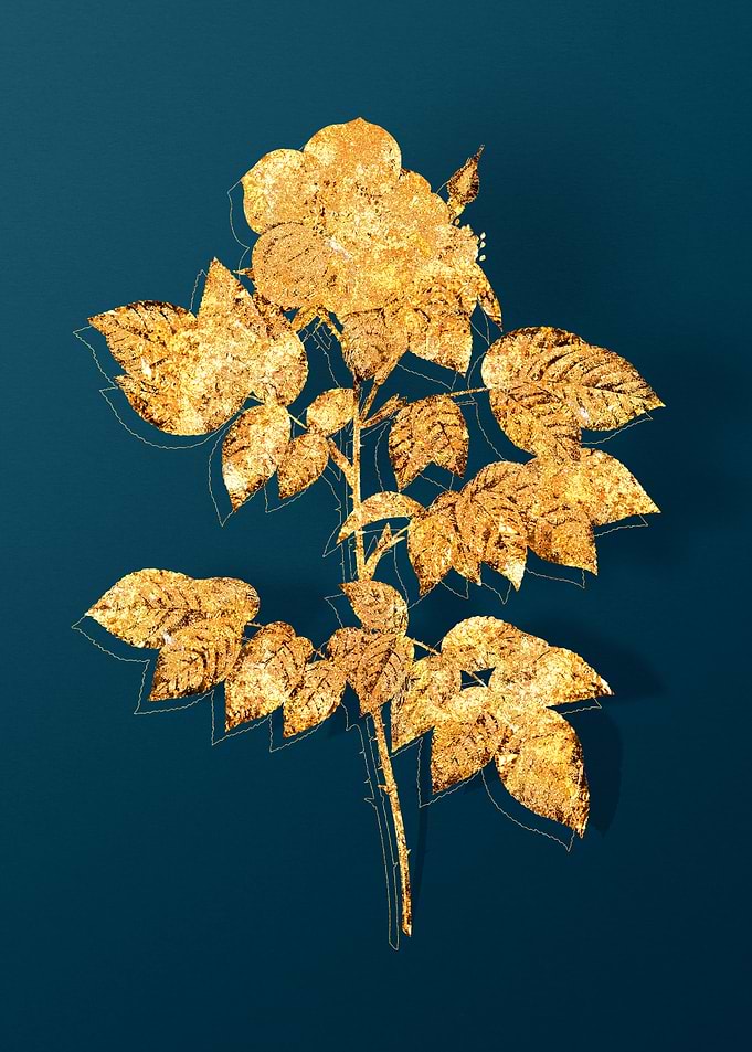 Gold Floral on Teal