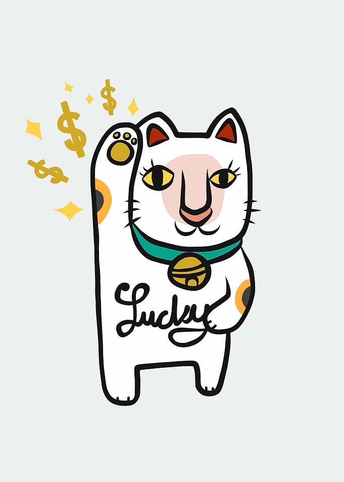 White Maneki Neko cartoon