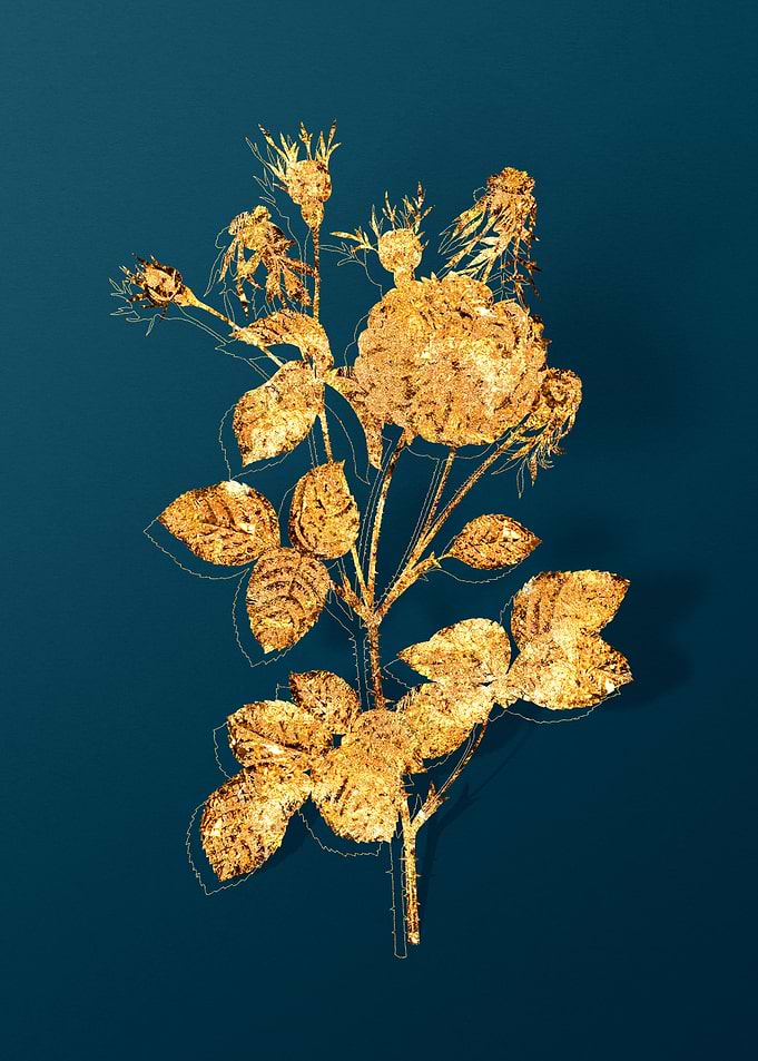 Gold Florals on Teal