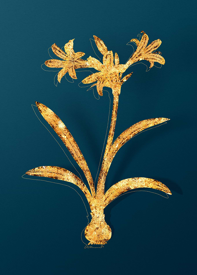 Gold Botanical on Teal